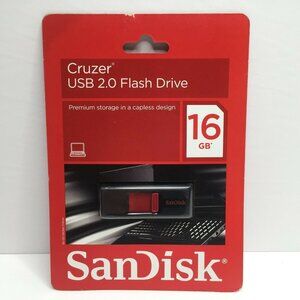 SanDisk 16GB Cruzer USB 2.0 Flash Drive Premium Storage In Capless Design